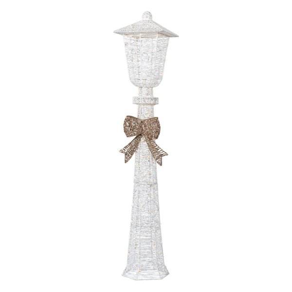 5 Ft Lighted Christmas Lamp Post with Bow, 110 Warm White LED Pre-Lit Indoor Outdoor Holiday Yard Decoration