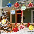 Christmas Ball Yard Signs, 9 Piece Outdoor Ornament Decorations With Stakes and Hanging Cord, Double-Sided PVC