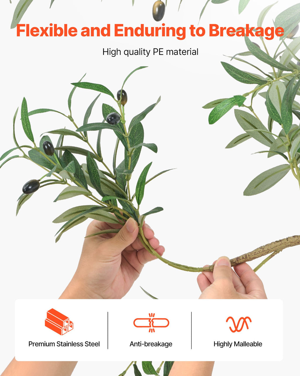 6 ft Artificial Olive Tree With Black Pot, Tall Faux Plant for Home and Office Decor, Green
