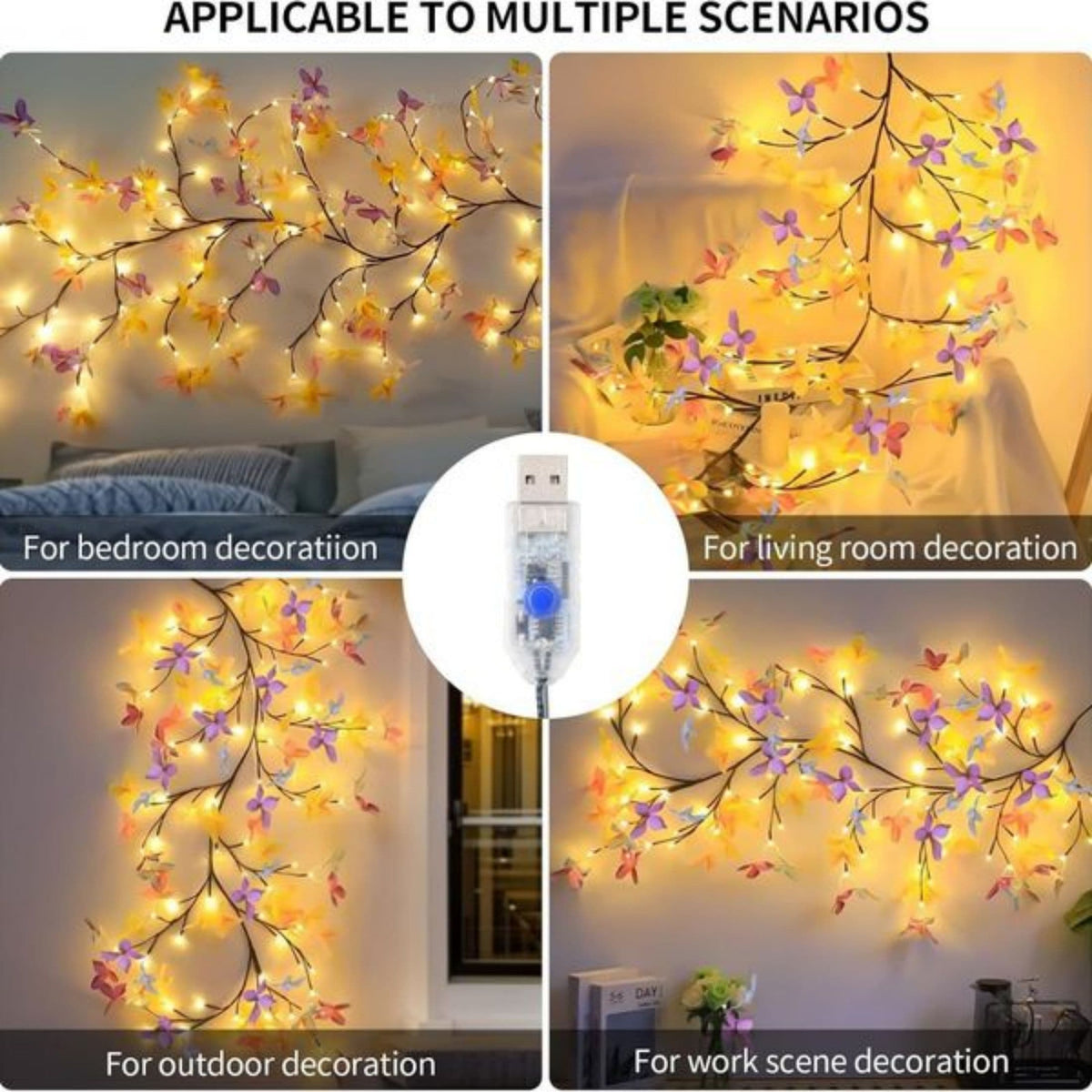 Butterfly Vine Wall Lights, 144 LED Lighted Willow Branch Garland With Remote, Bendable Indoor Fairy Light Decor for Bedroom and Living Room