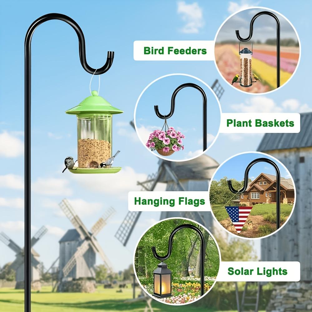 Shepherd Hooks for Outdoors, 6 Pack Black Metal Garden Stakes for Hanging Plants, Bird Feeders, Lanterns and Wind Chimes