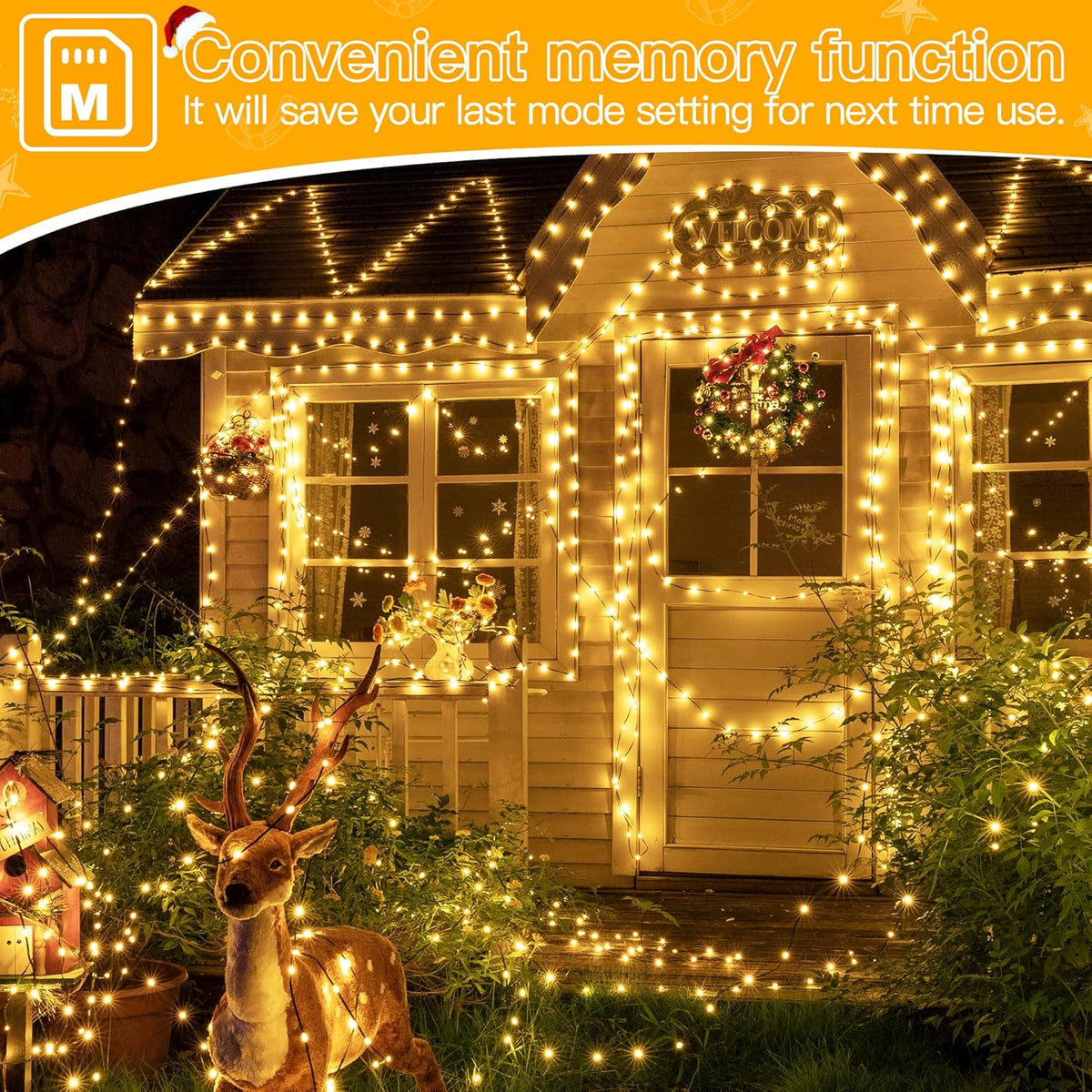 Warm White LED String Lights, 400 LED Waterproof Fairy Curtain Lights for Bedroom, Wedding and Party Decor