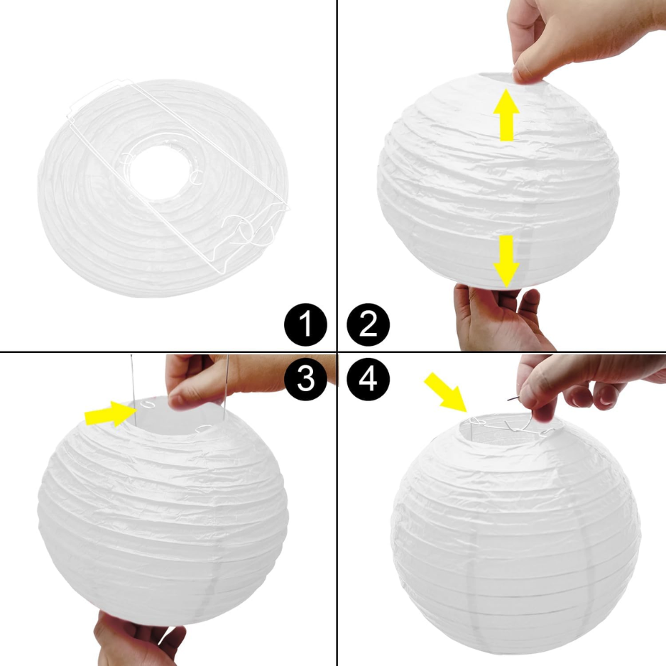 Christmas Paper Lanterns, 12 Pack Red Green White Hanging Lanterns in 4 Sizes for Holiday Party Decor