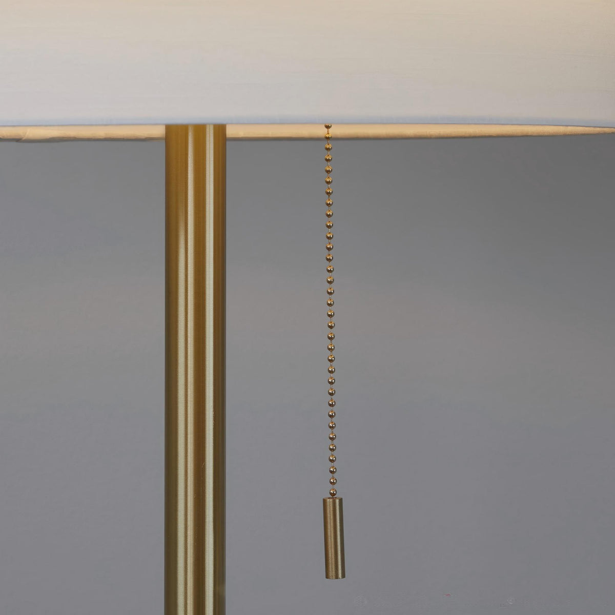Gold Metal Floor Lamp With Tiered Off-White Linen Shade, 63.5 Inch Contemporary Standing Lamp