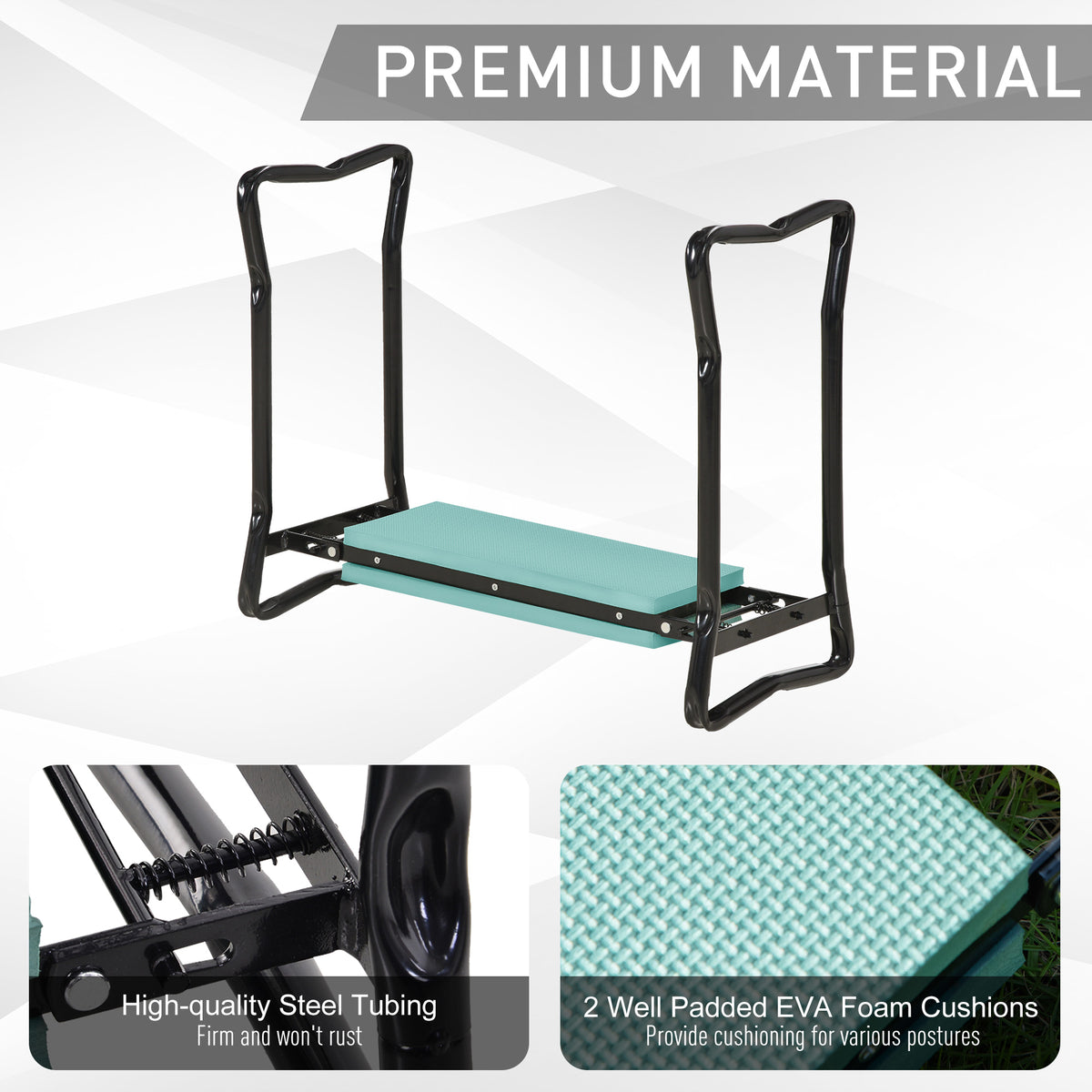 Folding Garden Kneeler and Seat Bench, Padded EVA Foam Pad with Steel Frame Handles, Green and Black